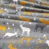 Christmas Golden Winter Deers Print Fabric