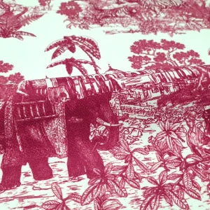 Maroon Indian Toile de Jouy Fabric