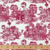 Maroon Indian Toile de Jouy Fabric