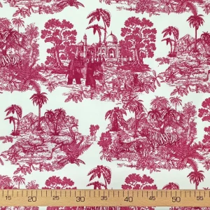 Maroon Indian Toile de Jouy Fabric