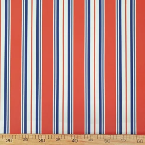 Living Coral Navy Balanced Stripe Fabric