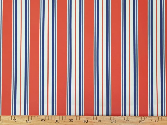 Living Coral Navy Balanced Stripe Fabric