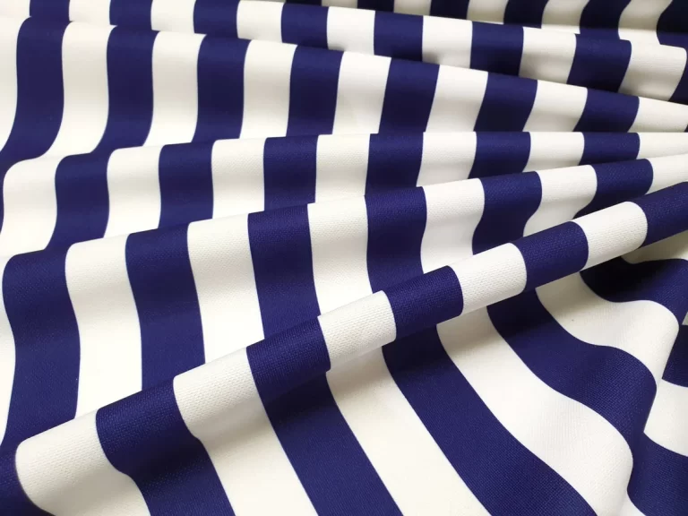 Navy Blue and White 1,2" Striped Fabric by the Yard