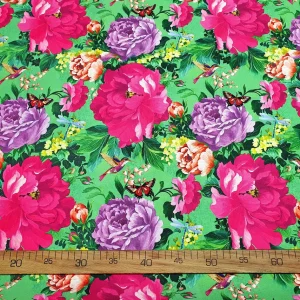 Roses and Butterflies Floral Fabric