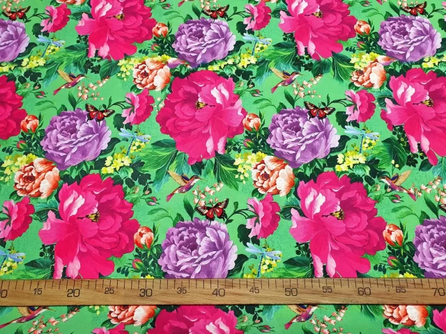 Roses and Butterflies Floral Fabric