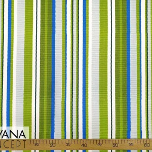 Vintage Blue Green Striped Fabric