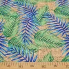 Blue Green Palm Leaf Fabric
