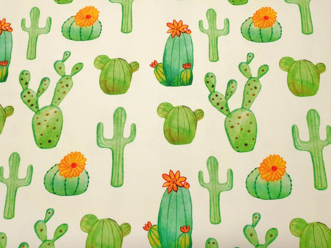 Watercolor Green Cactus Fabric by the Yard