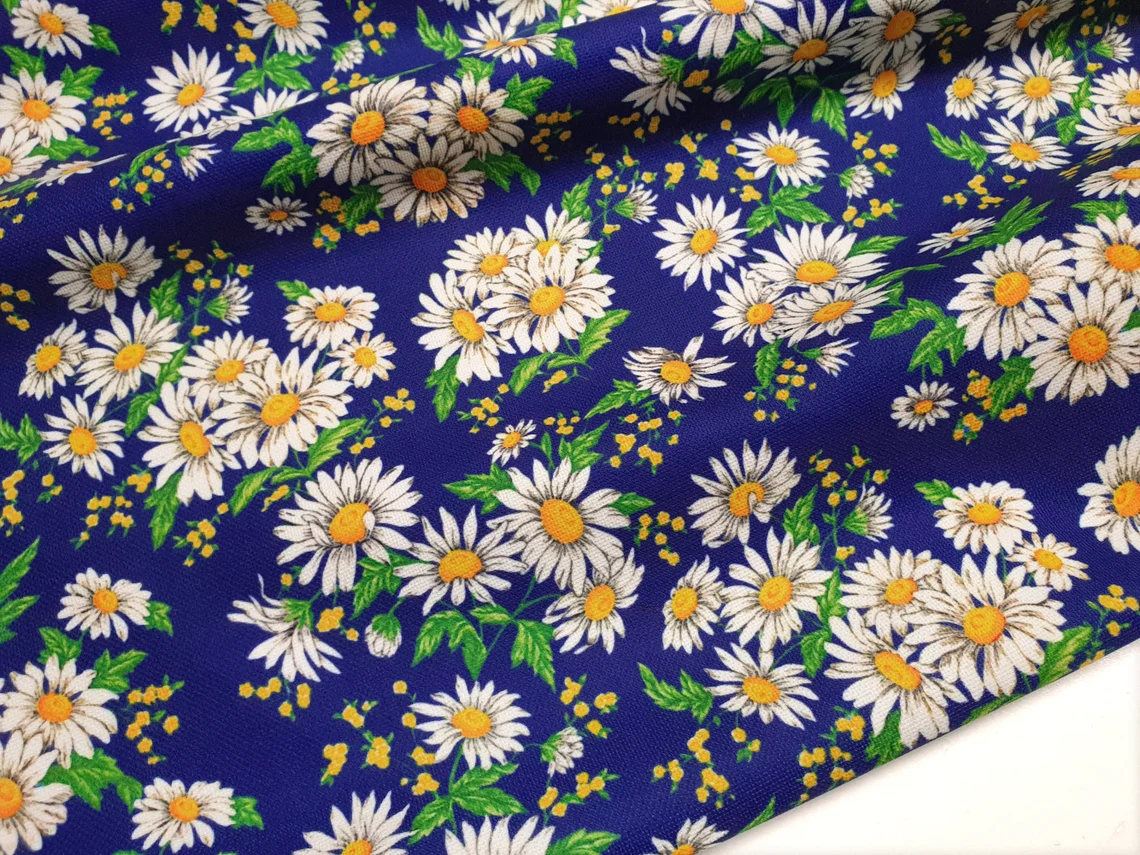 Daisy Flowers Upholstery Fabric by the Yard
