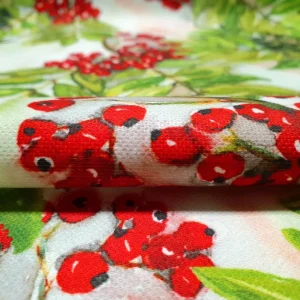 Christmas Holly Berry Fabric - Watercolor Holly Leaves