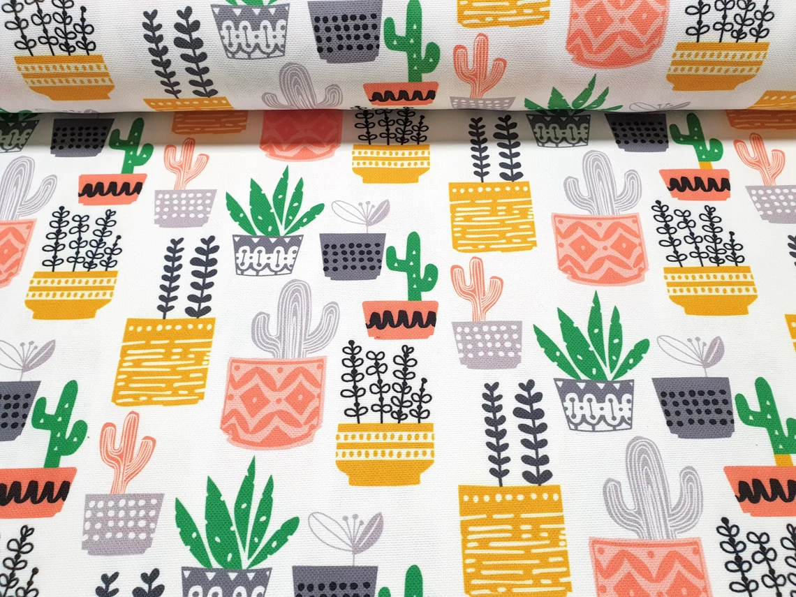 Cactus Cacti in Pots Fabric - Cute Scandinavian Cactus