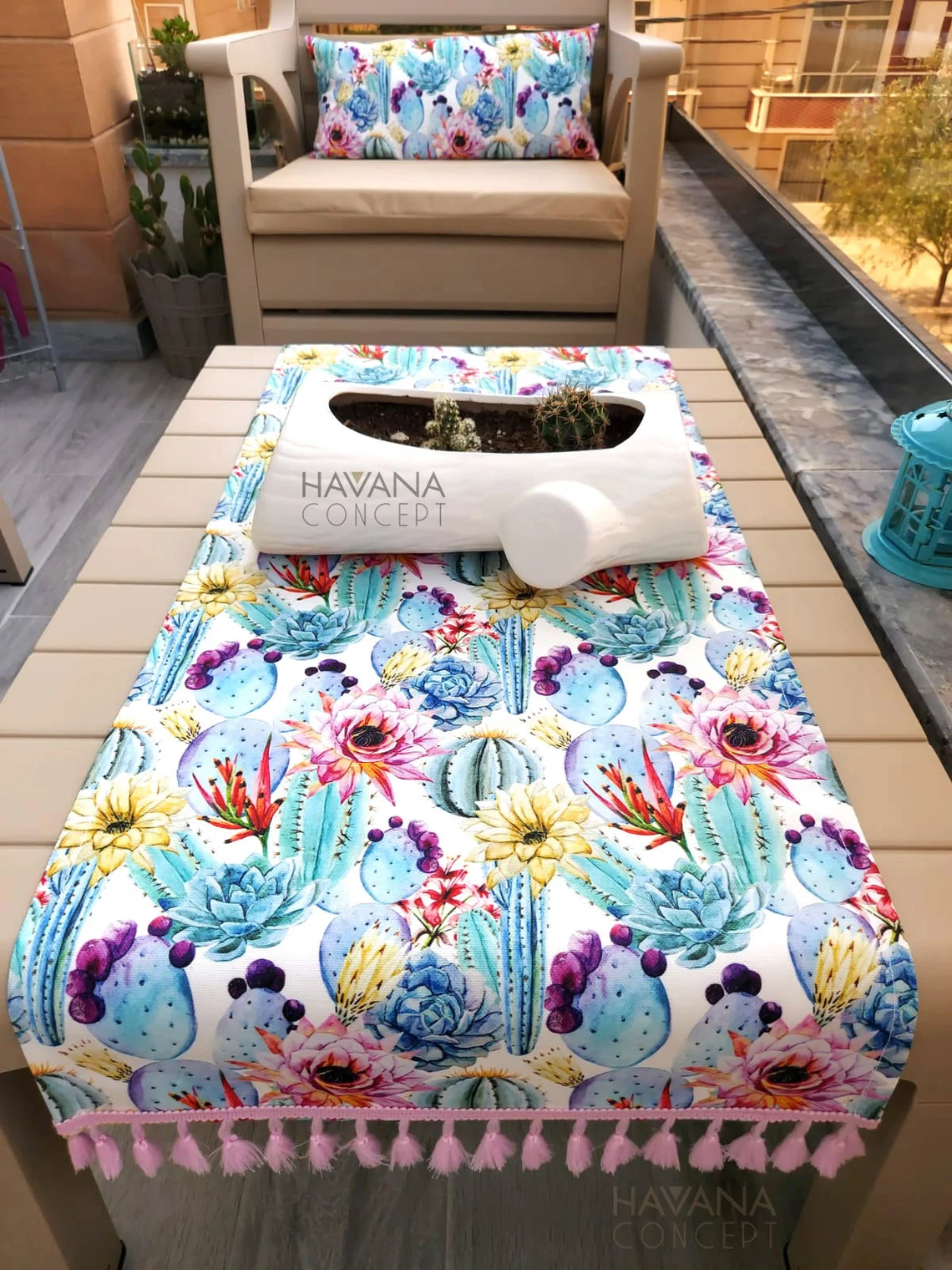 Floral Cactus Print Upholstery Fabric by the Yard