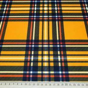 Orange Plaid Upholstery Fabric - Tartan Print
