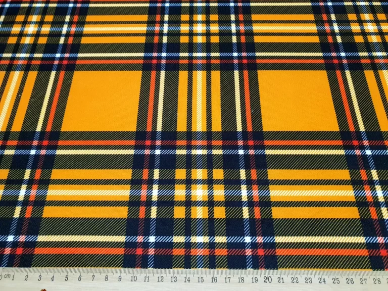 Orange Plaid Upholstery Fabric - Tartan Print