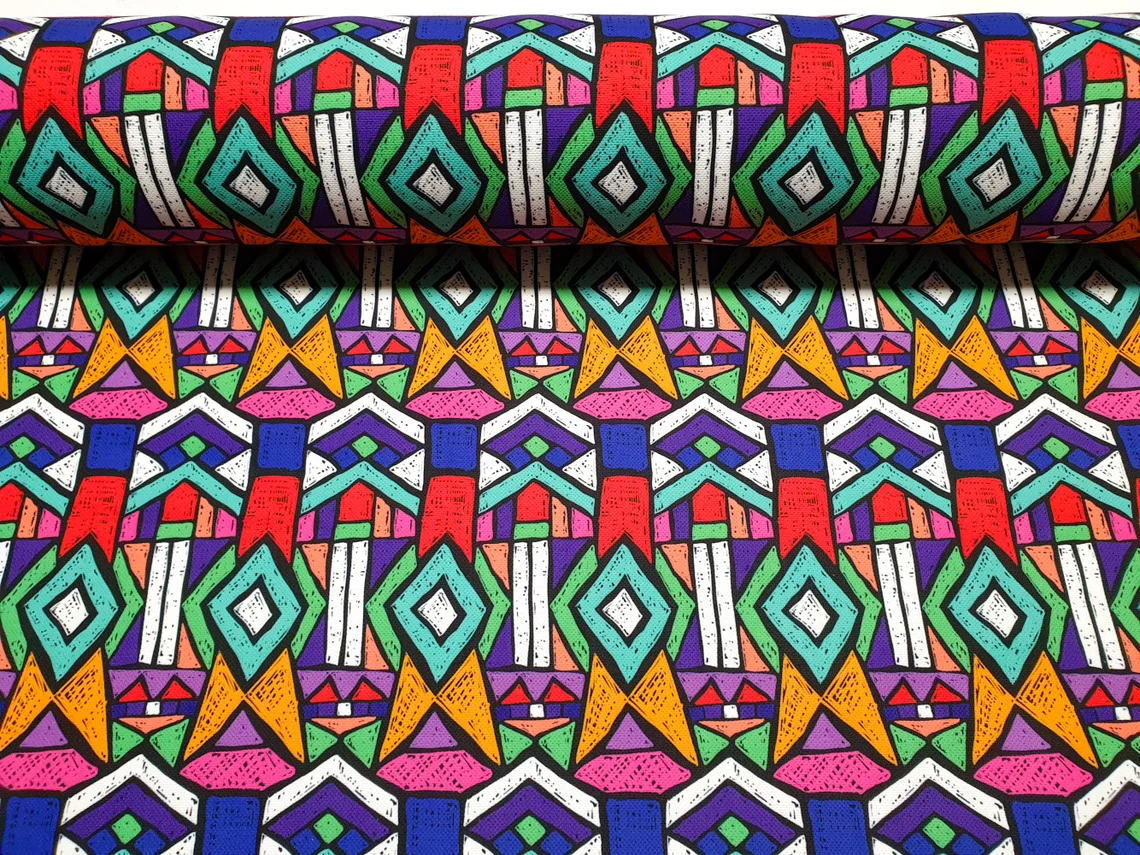 Boho Tribal Aztec Fabric - Colorful Ornamental