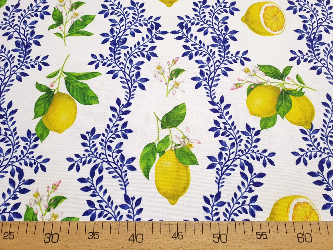Floral Majolica Lemon Fabric