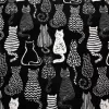 Pack of Cats Fabric - Black and White Kittens