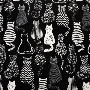 Pack of Cats Fabric - Black and White Kittens