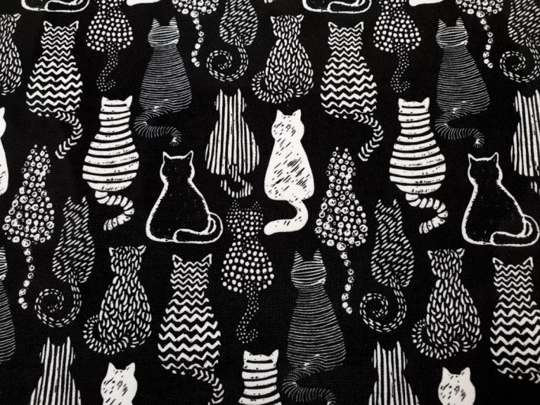 Pack of Cats Fabric - Black and White Kittens