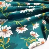Daisy Flowers Fabric by the Yard - Petrol Green and White Floral Print Fabric for Chair, Sofa Upholstery Fabric, Home Decor, Curtain Fabric