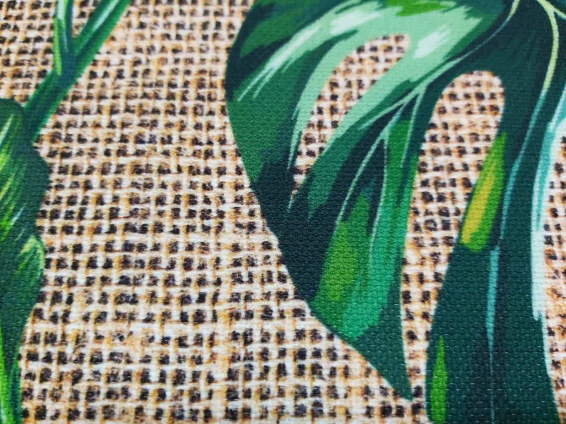 Green Monstera Leaves Fabric