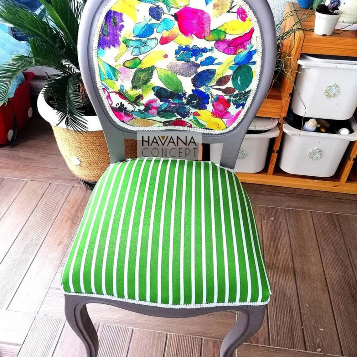 Green and White Striped Fabric