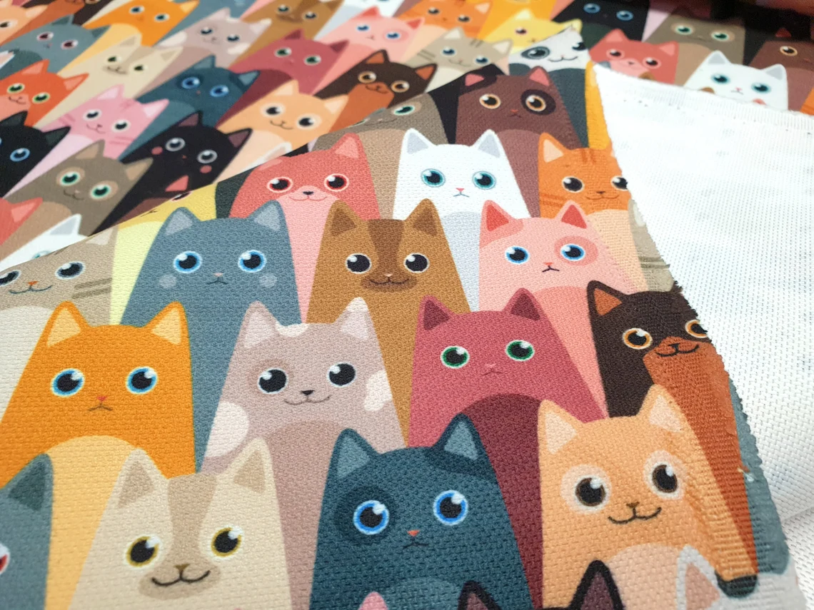 Packed Cats Fabric by the Yard