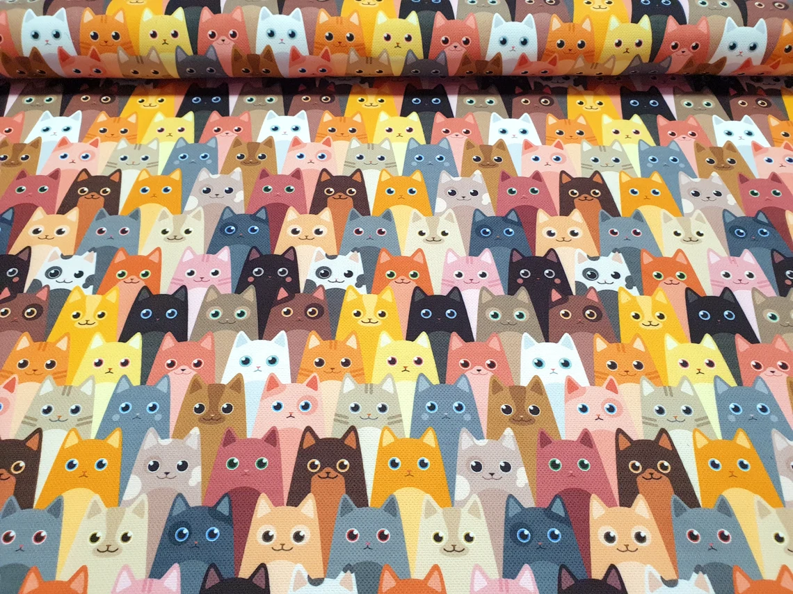 Packed Cats Fabric by the Yard