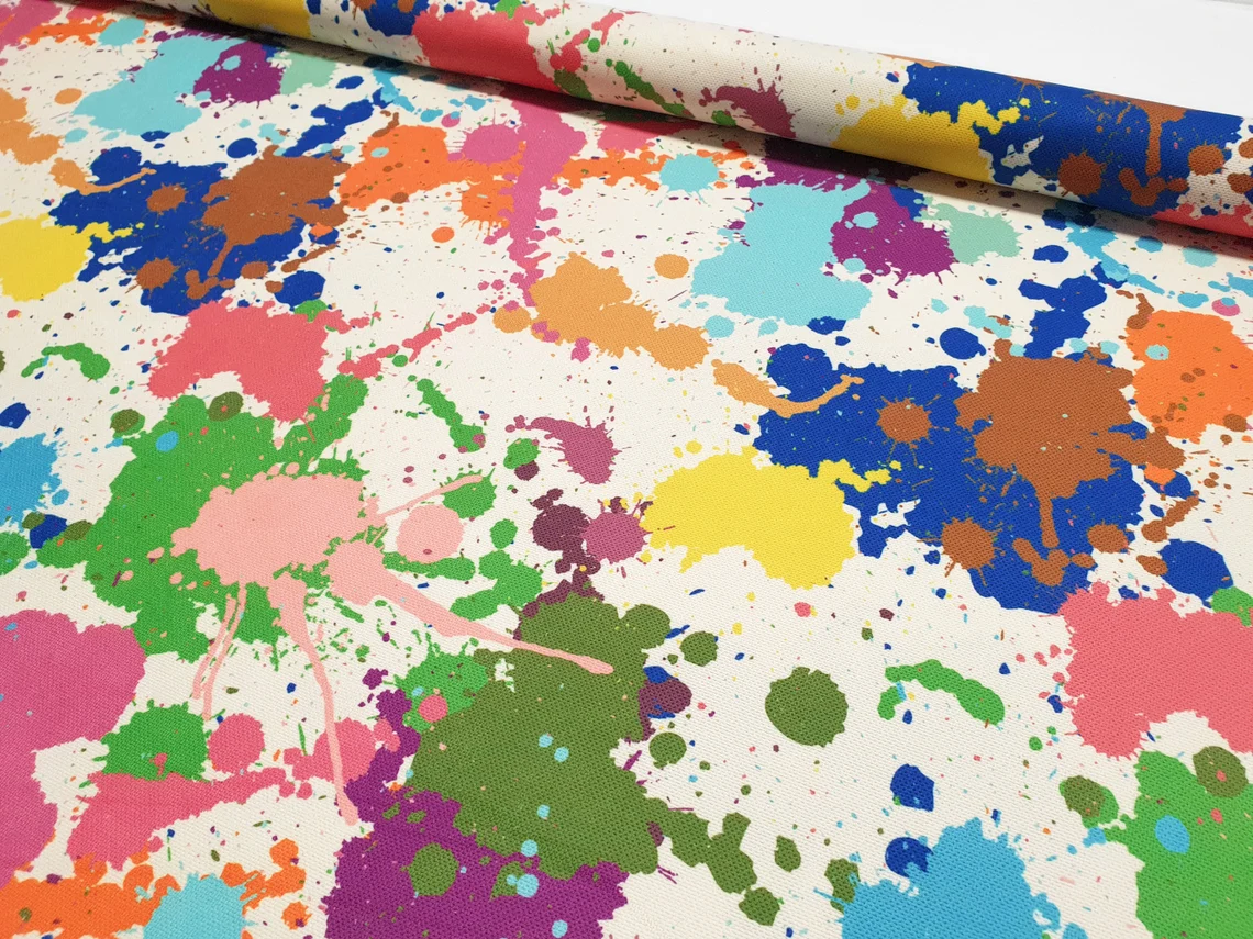 Bohemian Rainbow Splatter Fabric by the Yard