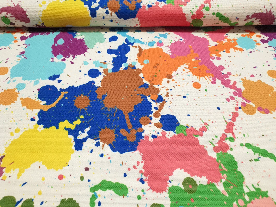 Bohemian Rainbow Splatter Fabric by the Yard