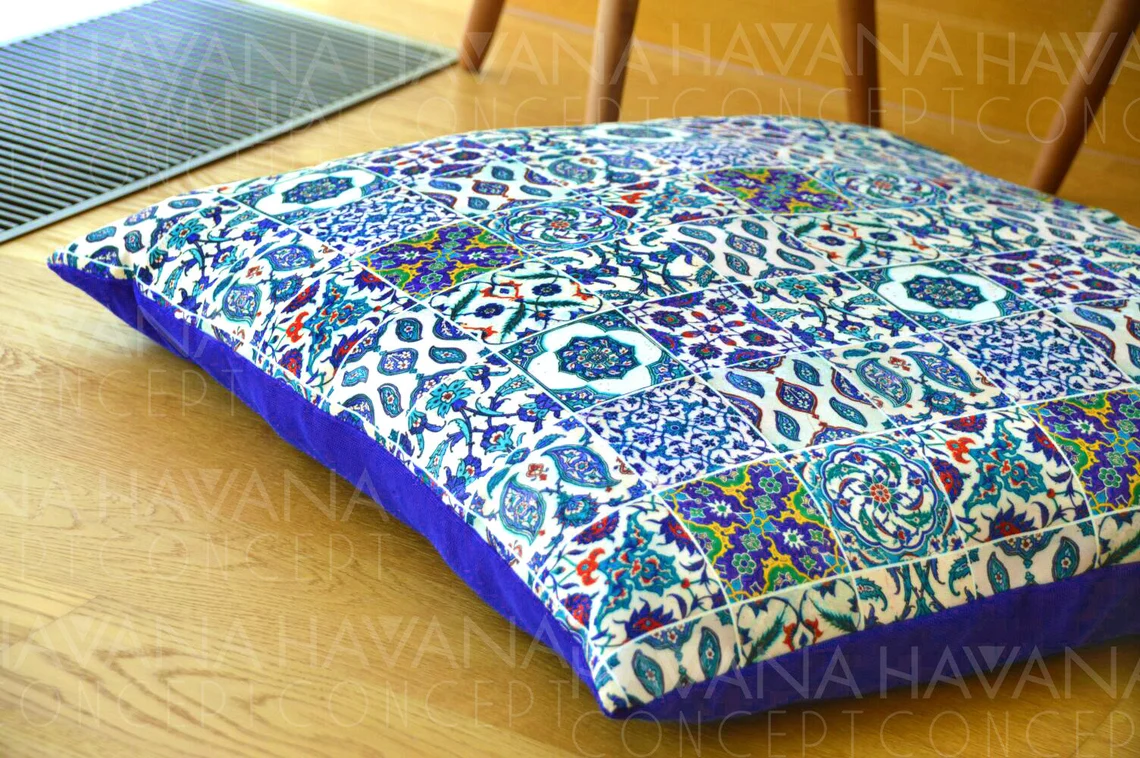 Turkish Blue Ceramic Tiles Fabric