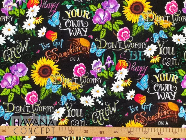 Woodstock Hippie Floral Fabric