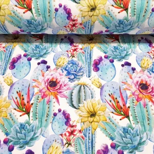 Floral Cactus Print Upholstery Fabric by the Yard