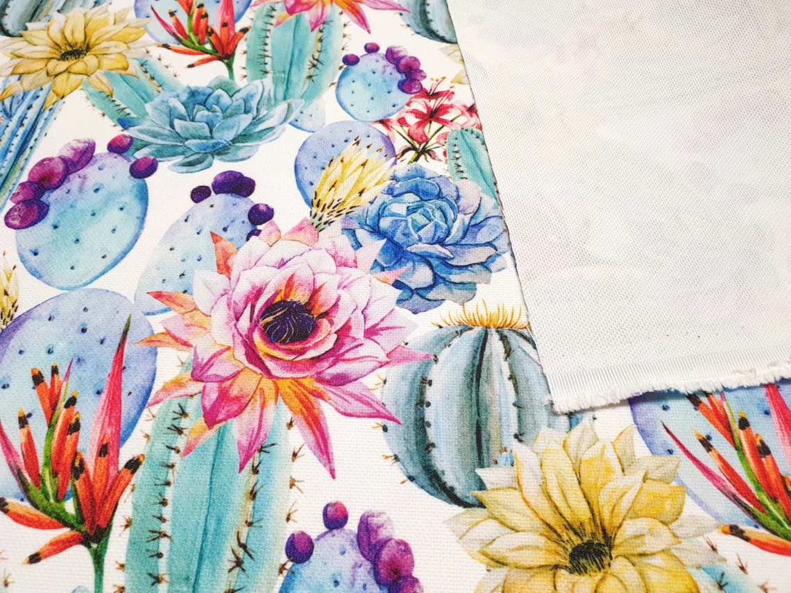 Floral Cactus Print Upholstery Fabric by the Yard