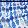 Blue White Geometric Wavy Stripes Fabric by the Yard