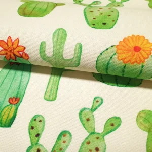Watercolor Green Cactus Fabric by the Yard