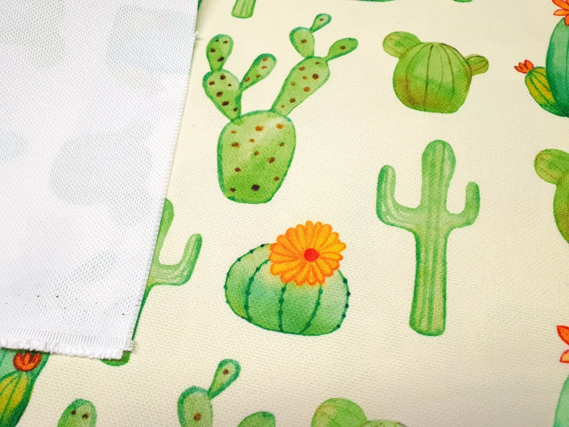 Watercolor Green Cactus Fabric by the Yard