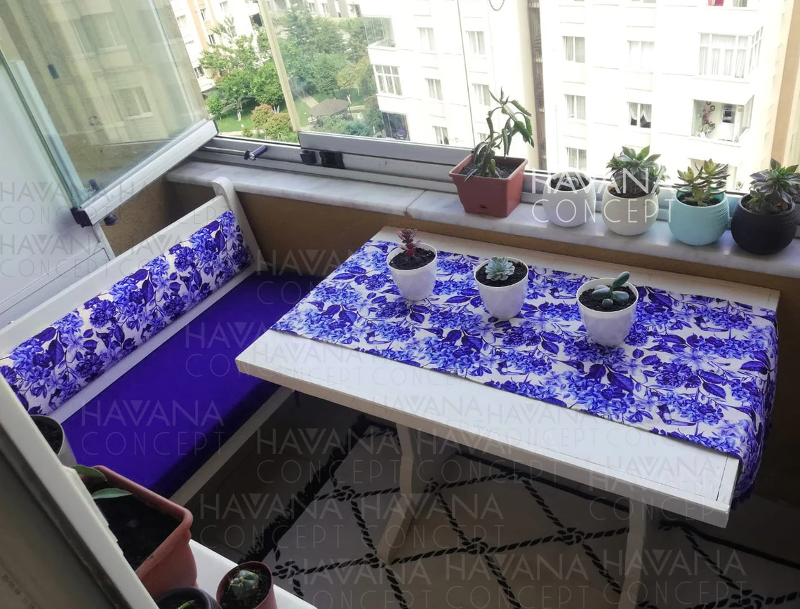 Blue Leaves and Birds Fabric by the Yard