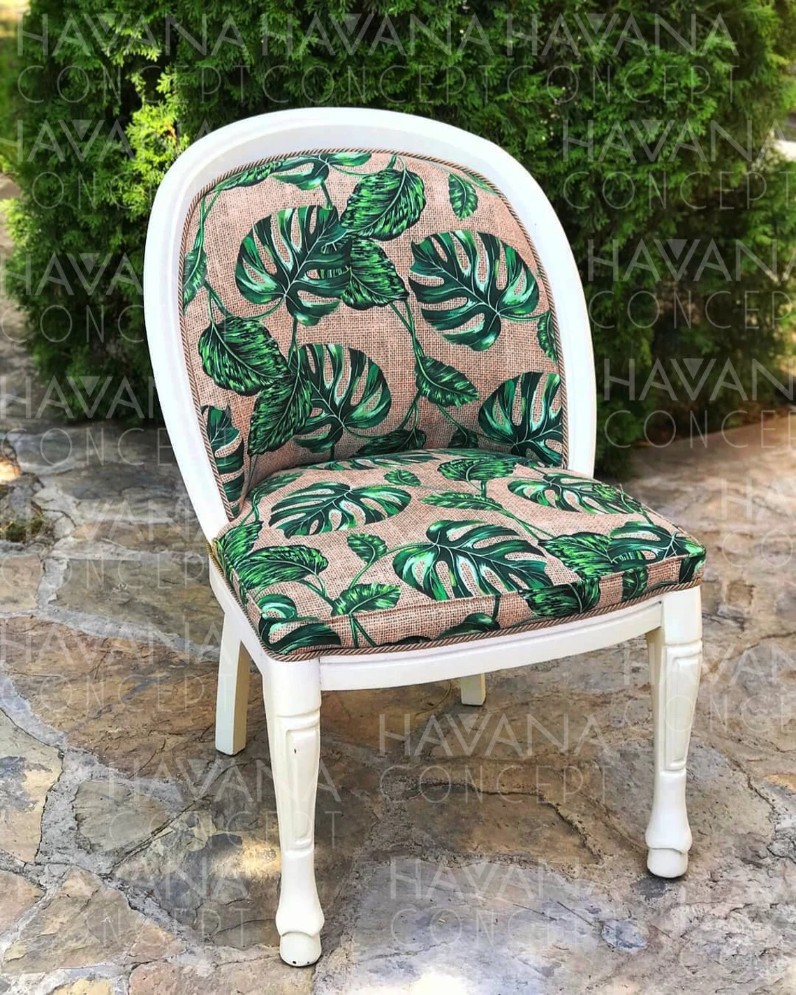 Green Monstera Leaves Fabric