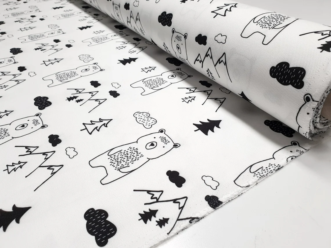 Scandinavian Bear and Trees Fabric