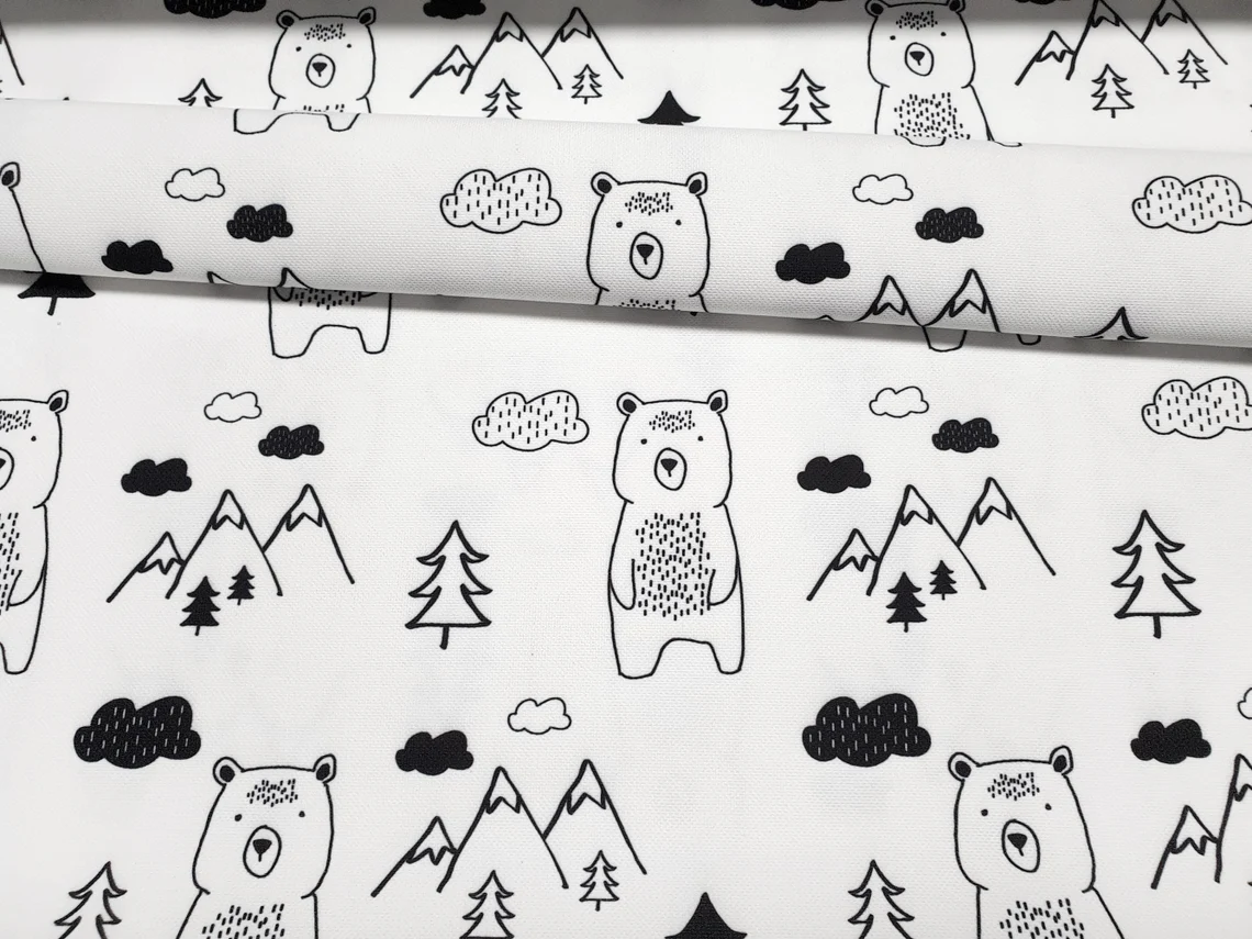 Scandinavian Bear and Trees Fabric