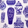 Bleu Blanc Porcelain Vases Fabric