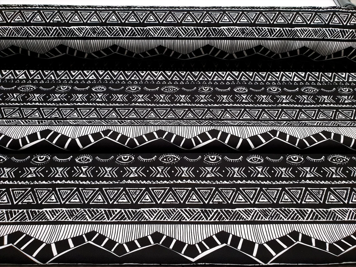 Black Aztec Navajo Print Fabric by the Yard