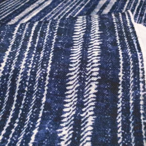 Indigo Blue Batik Stripe Print Fabric