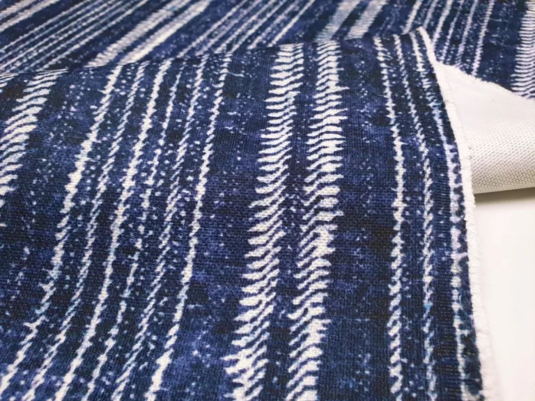 Indigo Blue Batik Stripe Print Fabric