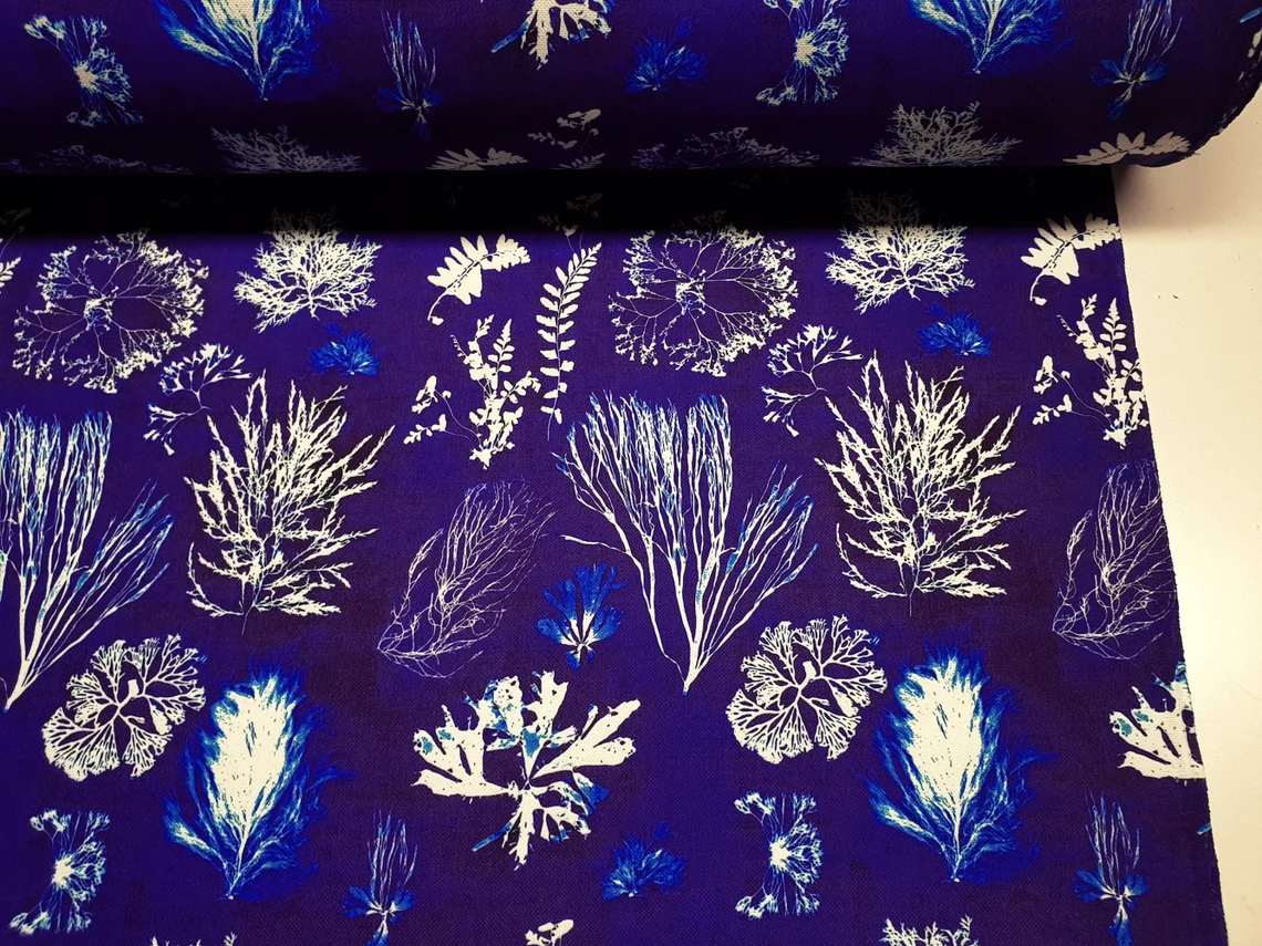 Indigo Coral Reef Fabric - Nautical Fabric by the Yard