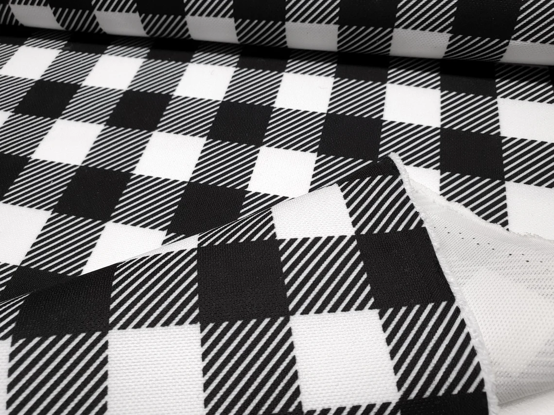 Black White Gingham Fabric