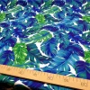 Banana Leaves Fabric - Tropical Green Blue Leaf Print Fabric