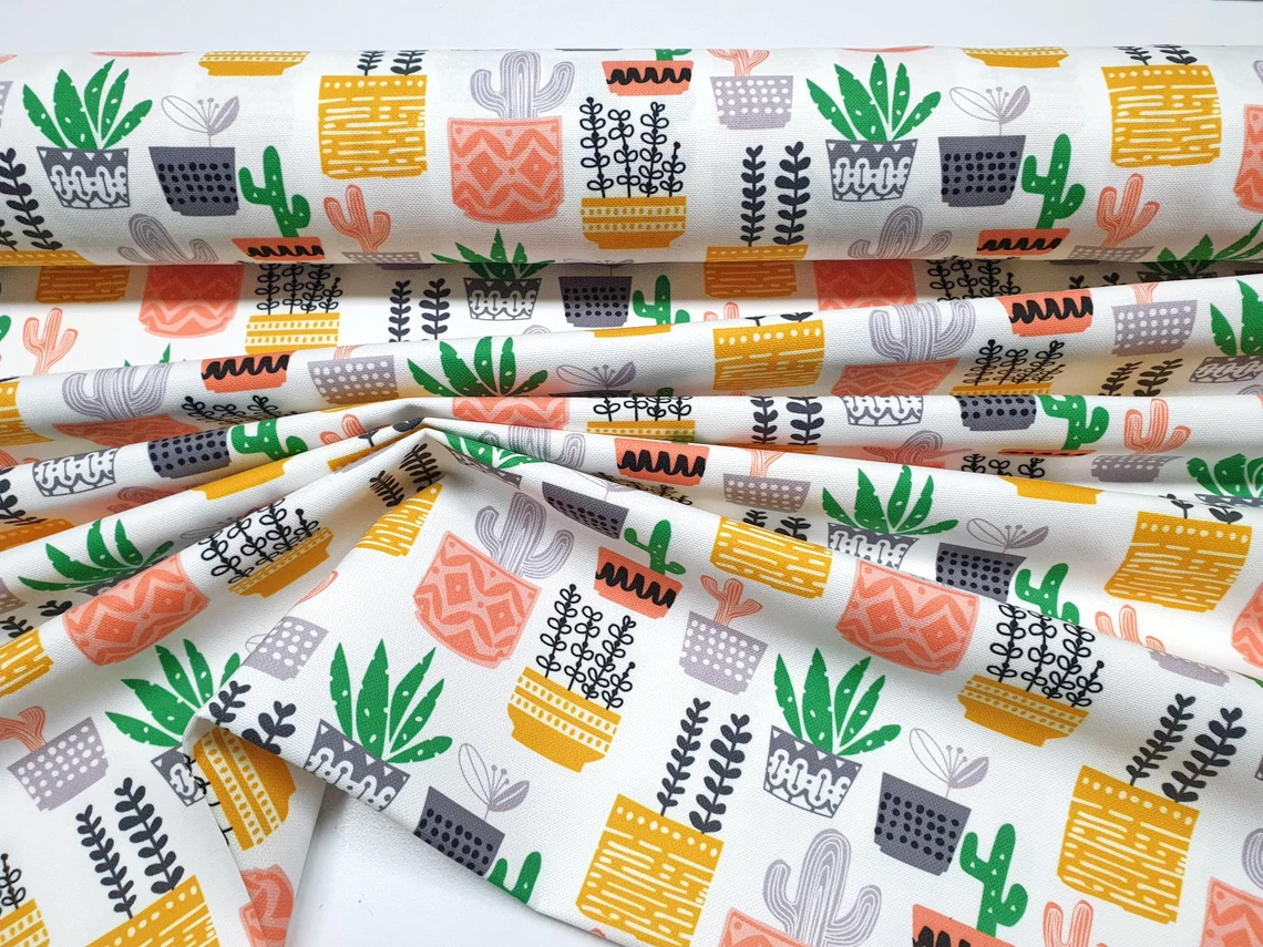 Cactus Cacti in Pots Fabric - Cute Scandinavian Cactus