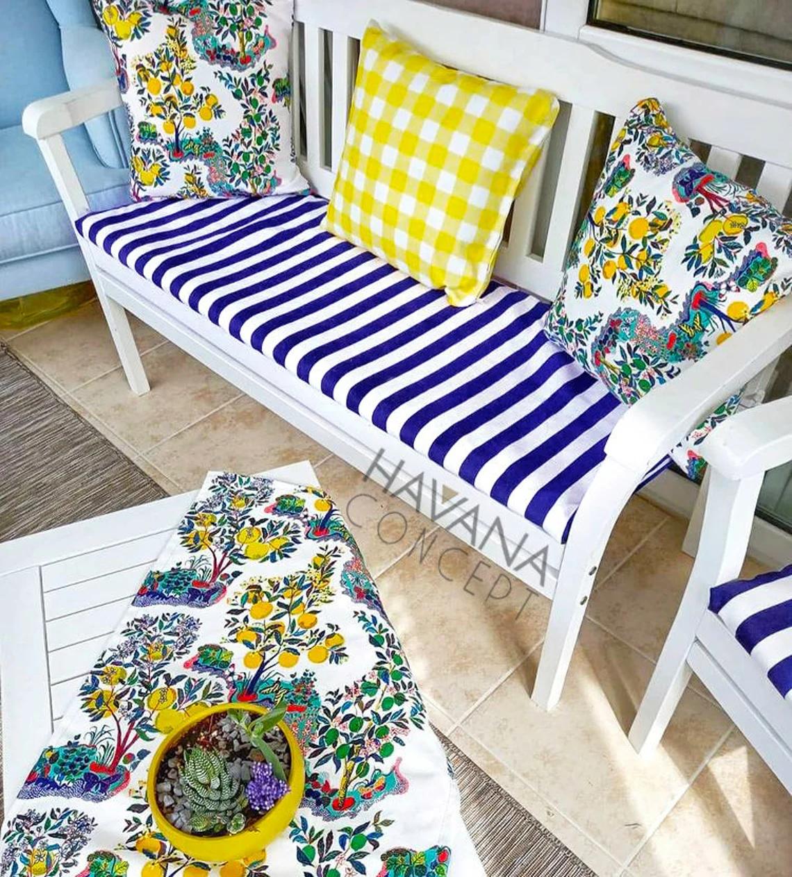 Navy Blue and White 1,2" Striped Fabric by the Yard